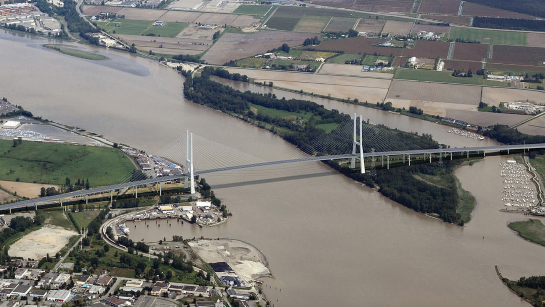 B.C. government rendering of the proposed $3.5 billion Richmond-to-Delta bridge. 